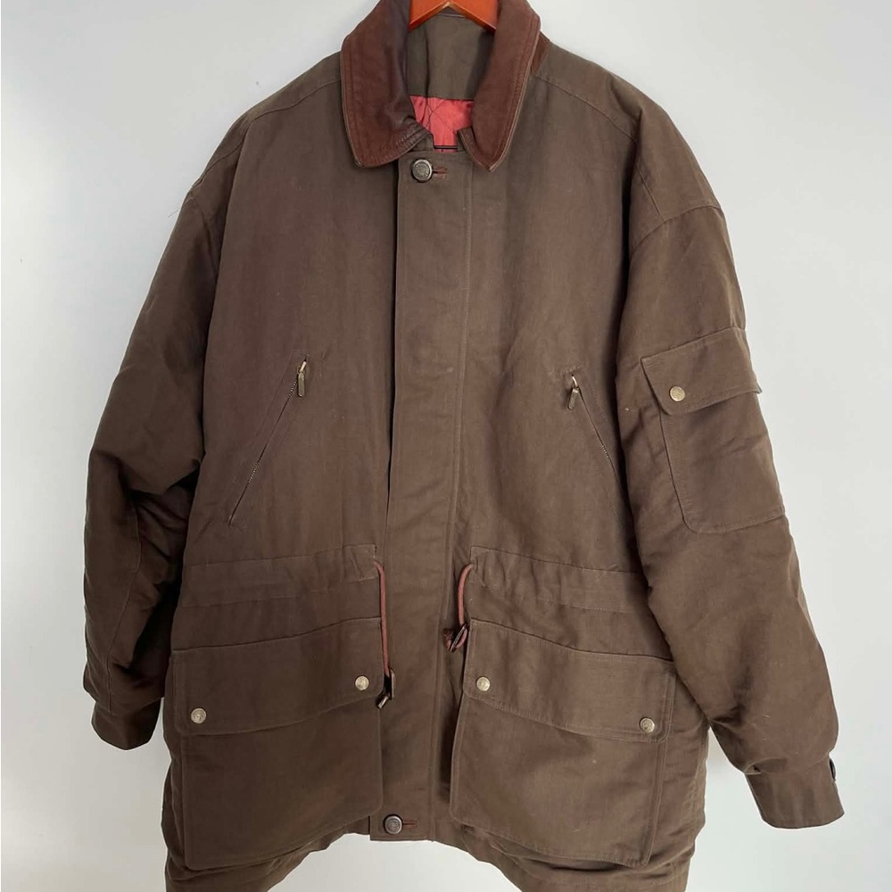 Vintage 90s Timberland Gore-Tex Field Jacket Leather Collar Brown Winter
Coat L